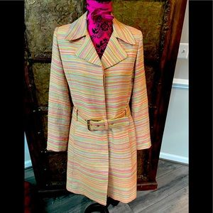 Milly Vibrant Striped Trench Coat